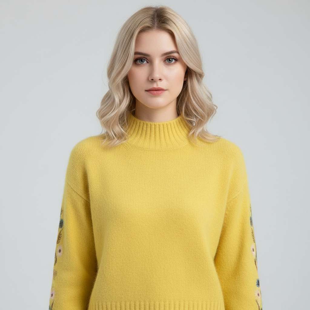 Geborduurde Sweater Dames met Mouwprint