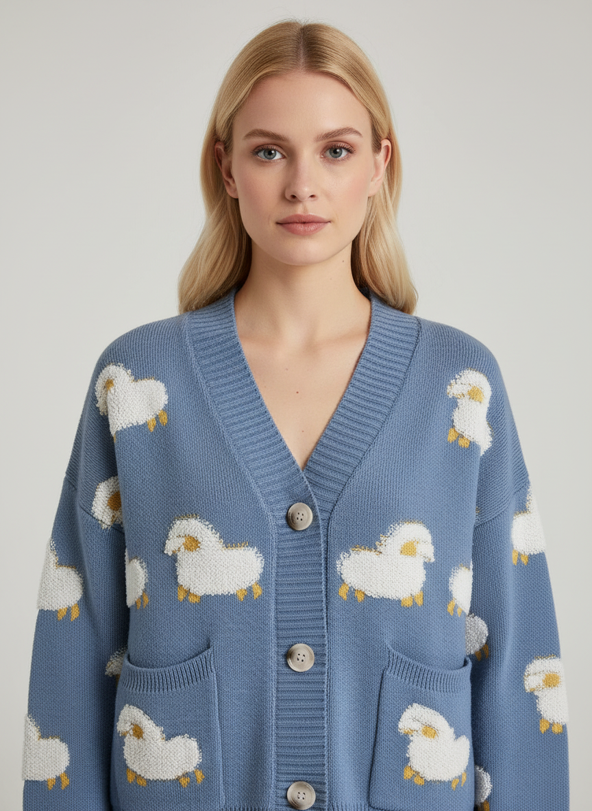 Cardigan met Schapenmotief