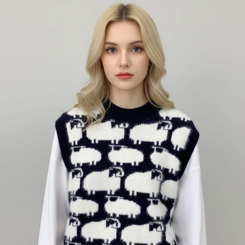 Dea Studios Gebreid Vest met Schapenprint