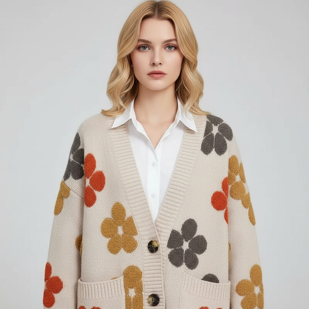 Oversized Dames Cardigan met Bloemenpatroon