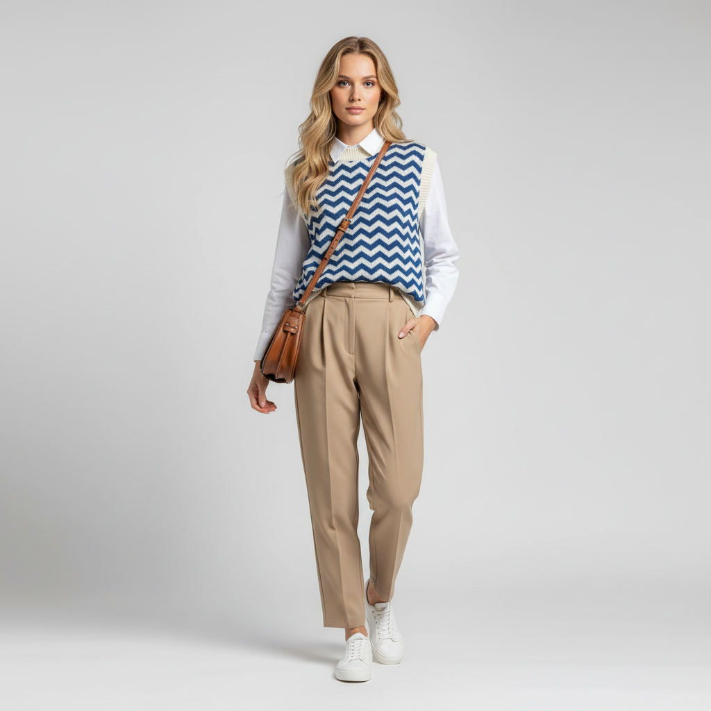 Blauw Wit Dames Gilet