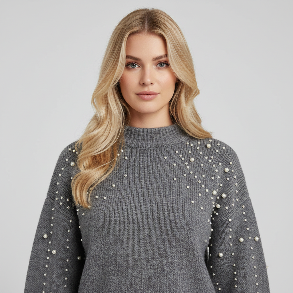 Gebreide Dames Trui – Trui met Parelaccenten