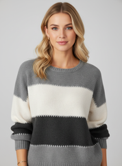 Belle Gestreepte Dames Trui – Luxe Comforttrui in Knitwear