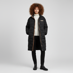 Lange Dames Winterjas – Gewatteerde Jas met Golvende Stiksels