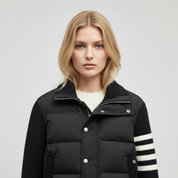 Dames Hybride Jas met Gebreide Mouwen