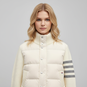 Dames Hybride Jas met Gebreide Mouwen