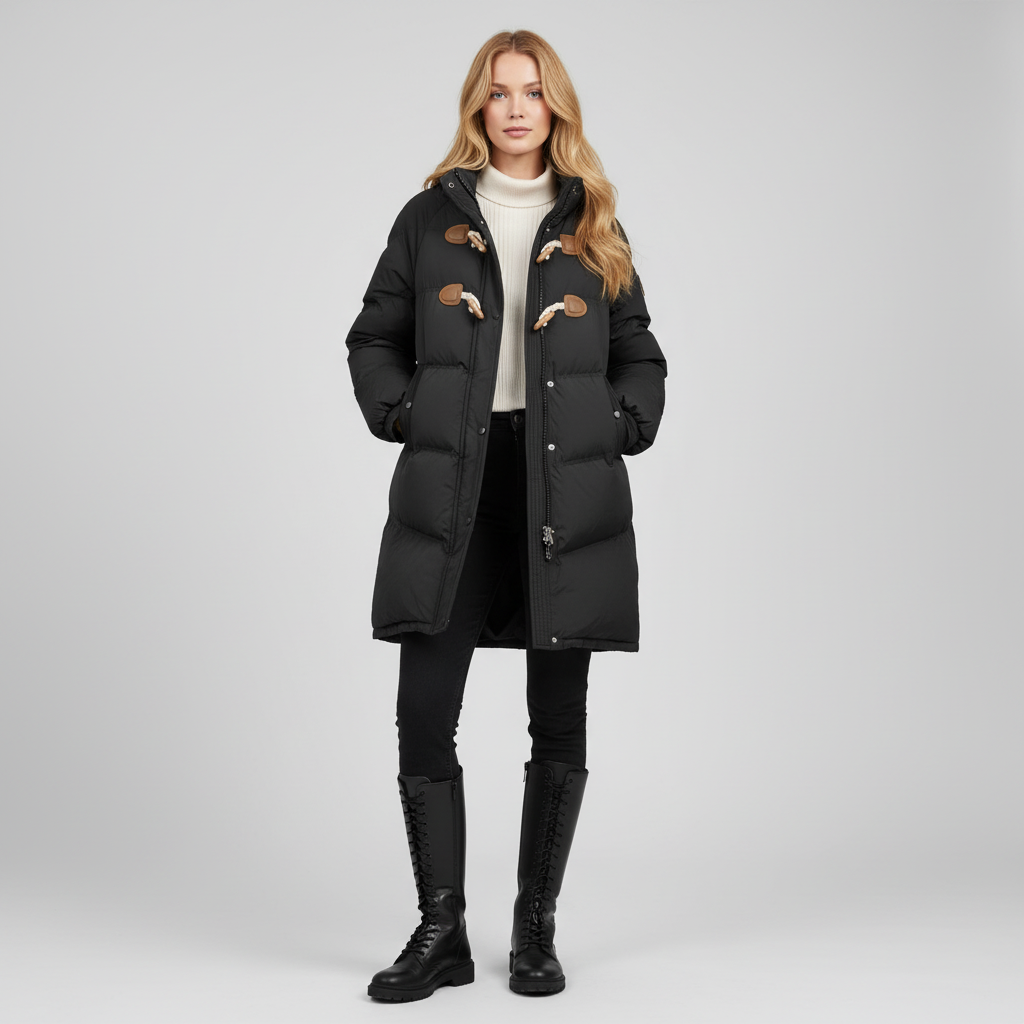 Gewatteerde Dames Mantel – Warme Mantel met Toggles