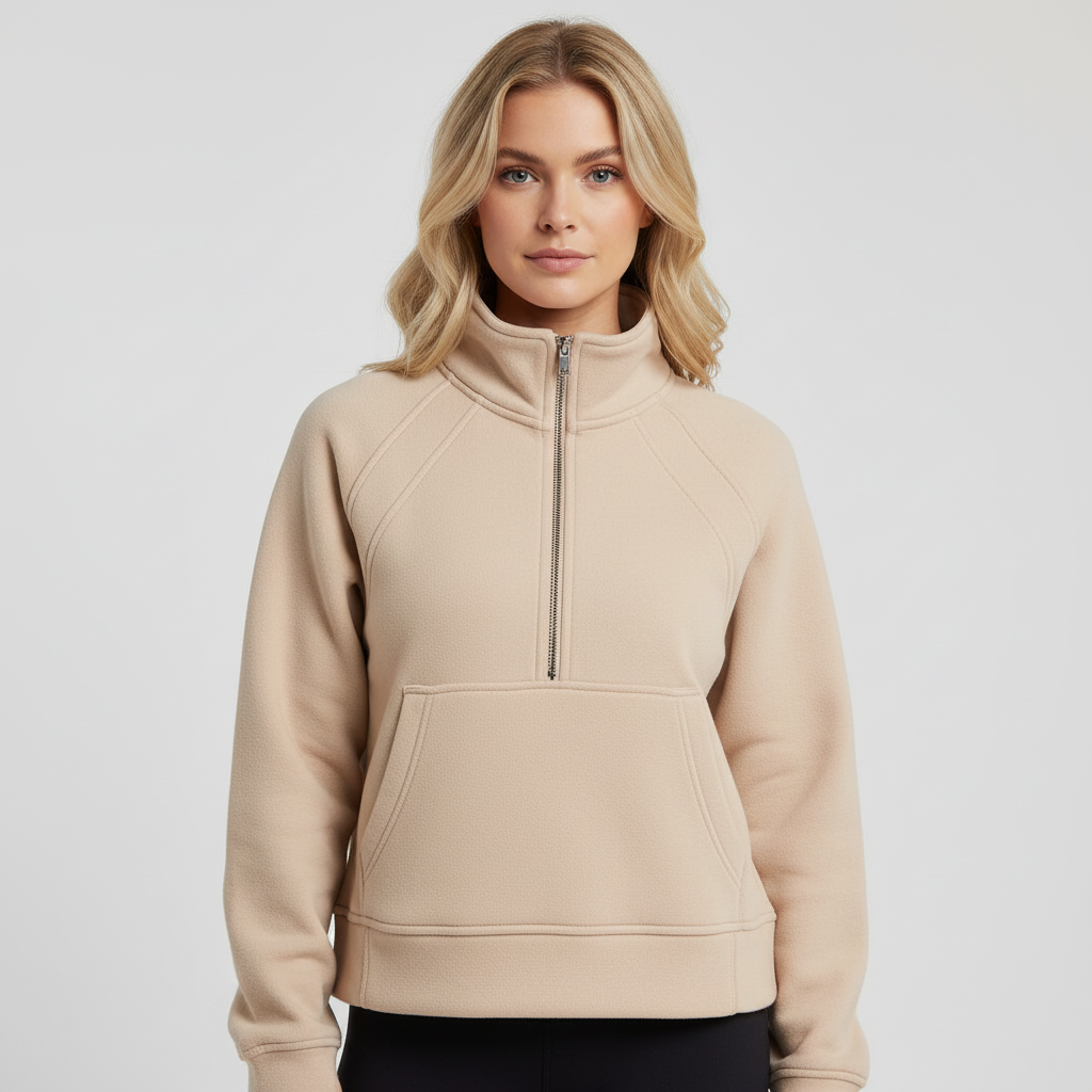 Sportieve Dames Sweater met Hoge Kraag