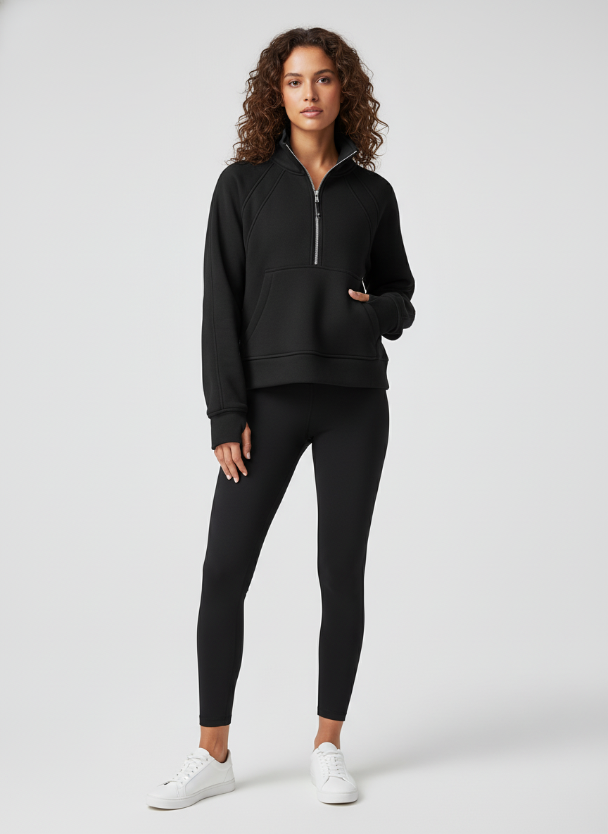 Sportieve Dames Sweater met Hoge Kraag