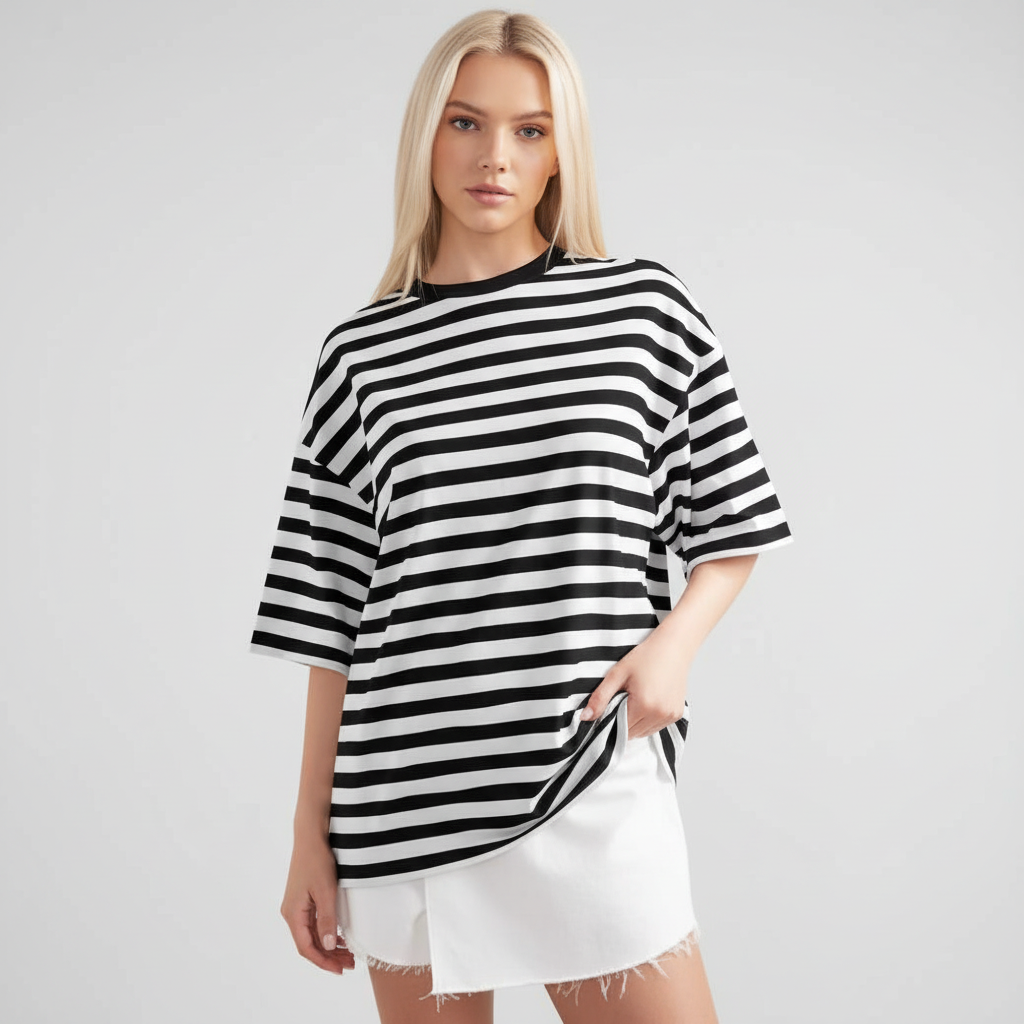 Gestreept Dames T-Shirt – Premium Katoen