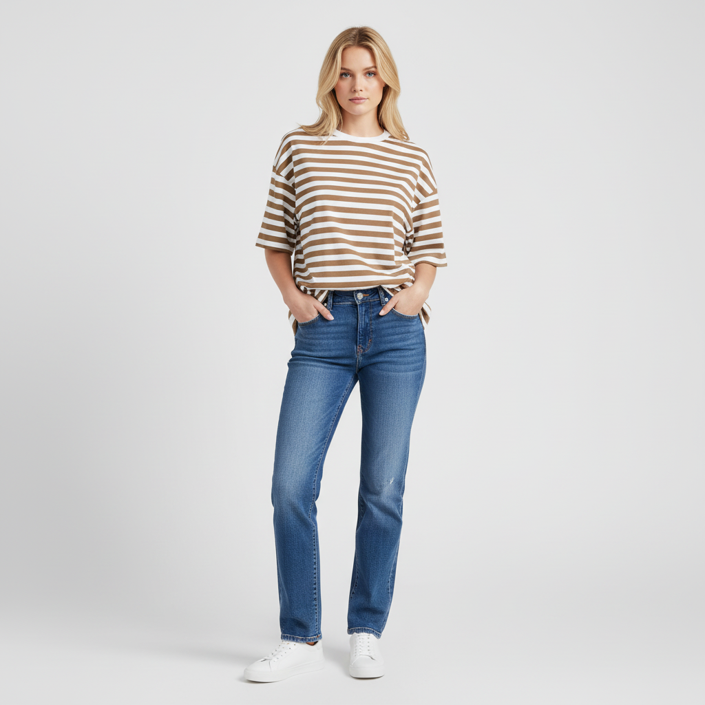 Gestreept Dames T-Shirt – Premium Katoen