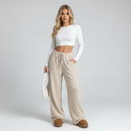Luxe Ribbroek met Hoge Taille | Tijdloos Comfort