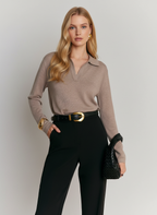 Dames Pullover Sweater – Casual Trui met Kraag