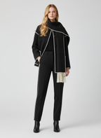 Dames Jacket met Contrast Trim – met Bijpassende Sjaal