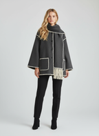 Dames Jacket met Contrast Trim – met Bijpassende Sjaal