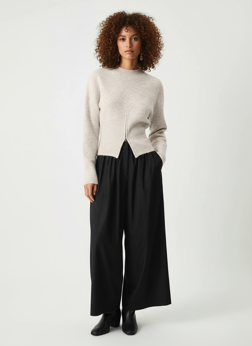 Trui Dames met Halve Rits Ontwerp - Regular Fit