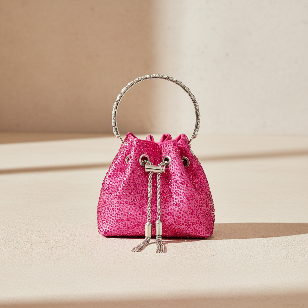 Luxe Strass Bucket Tas met Ringhandvat | Dea Studios