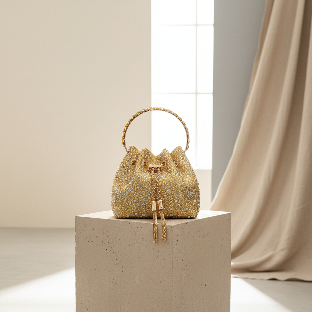 Luxe Strass Bucket Tas met Ringhandvat | Dea Studios