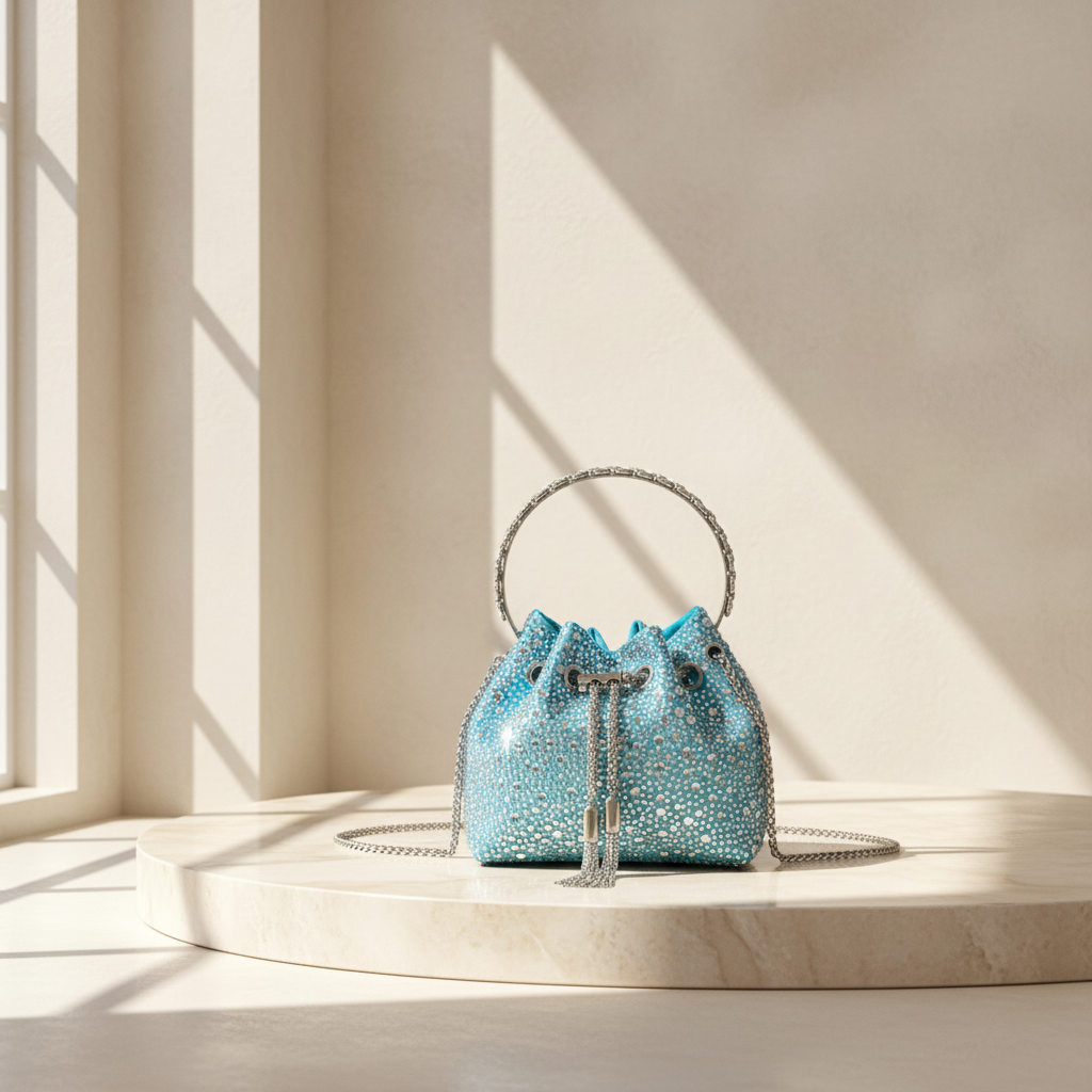 Luxe Strass Bucket Tas met Ringhandvat | Dea Studios