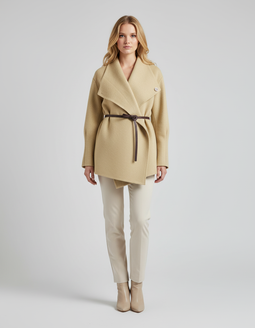 Polyester Cardigan met Riem | Dea Studios