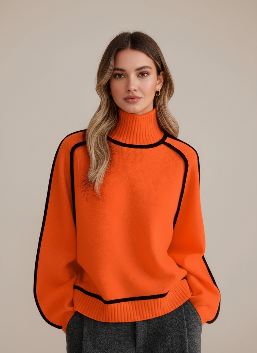 Gebreide Sweater met Contrastbiezen | Dea Studios