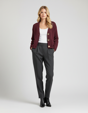 Bordeauxrood Gebreid Vest voor Dames | met Knoopsluiting