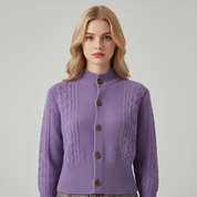 Gebreid Dames Vest met Opstaande Kraag