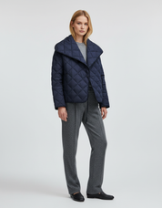 Gewatteerde Blauwe Jas met Losse Pasvorm en Koord