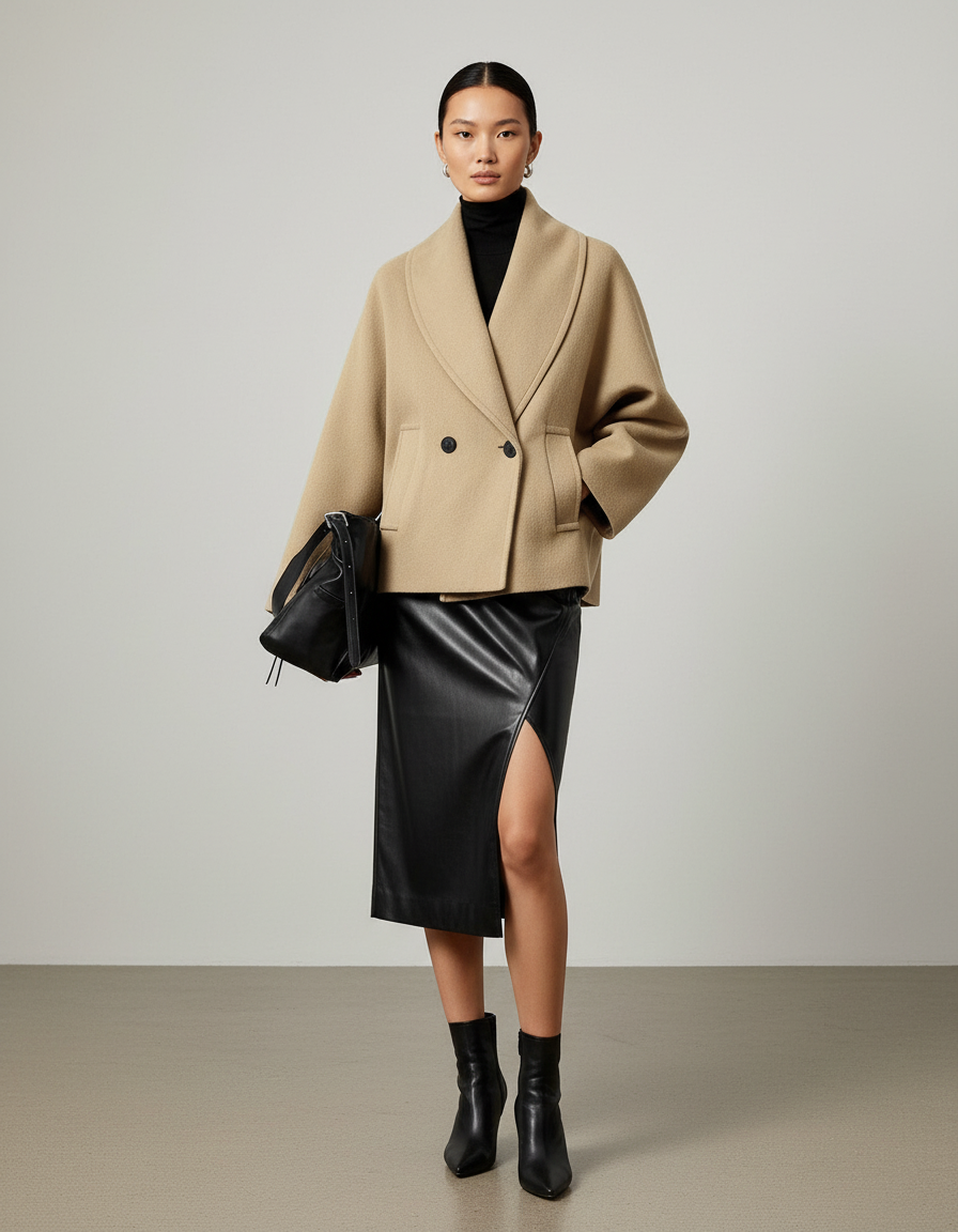 Luxe Polyester V-Hals Jasje met Zakken | Dea Studios