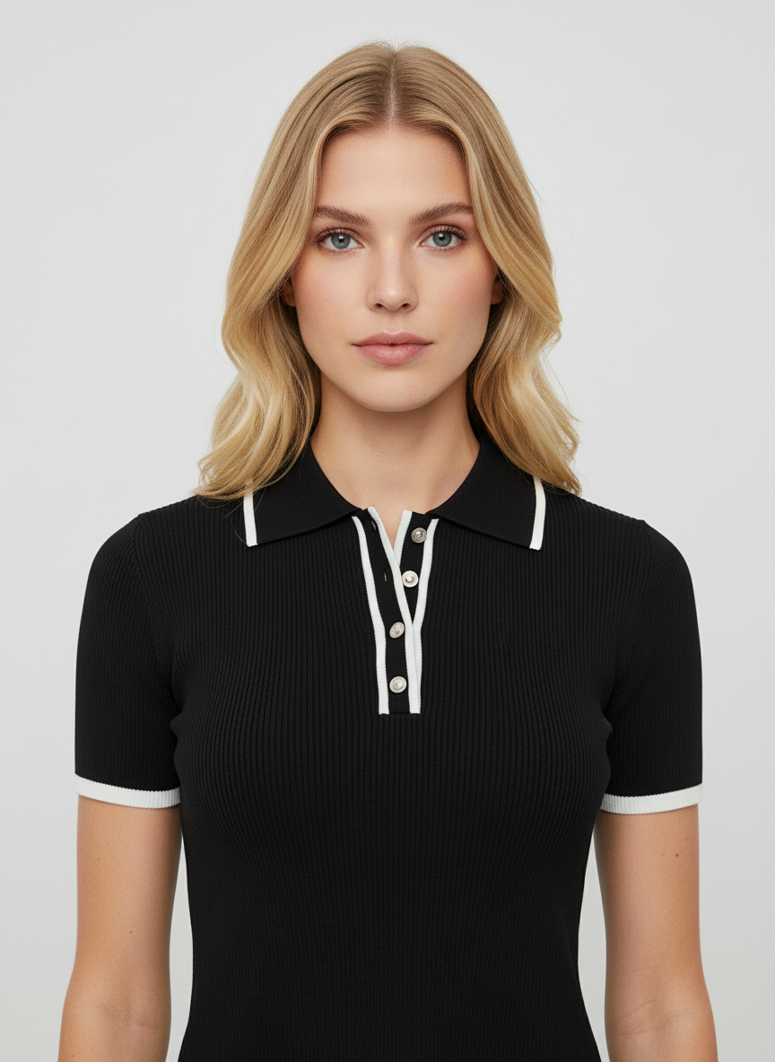 Gebreide Polo – Luxe, Flatterend & Tijdloos Verfijnd