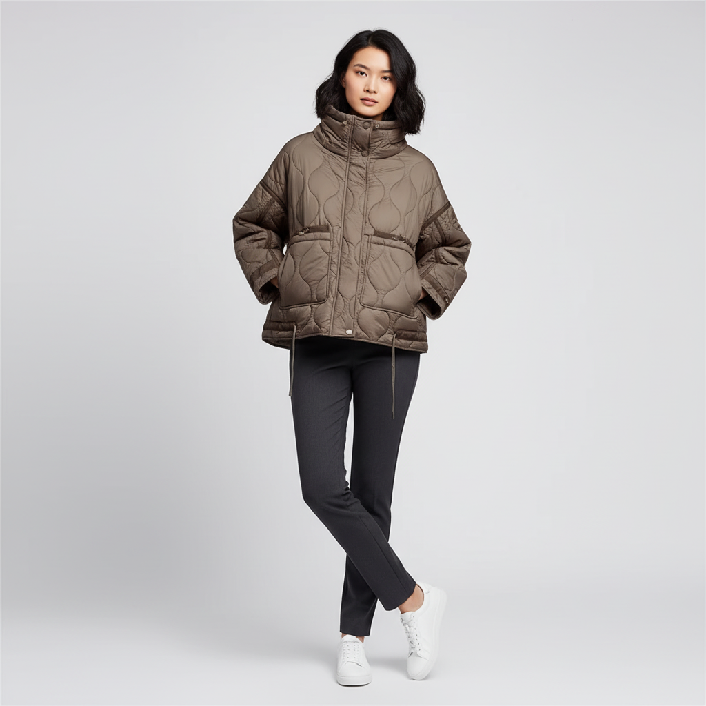 Gewatteerd Dames Jack met Opstaande Kraag