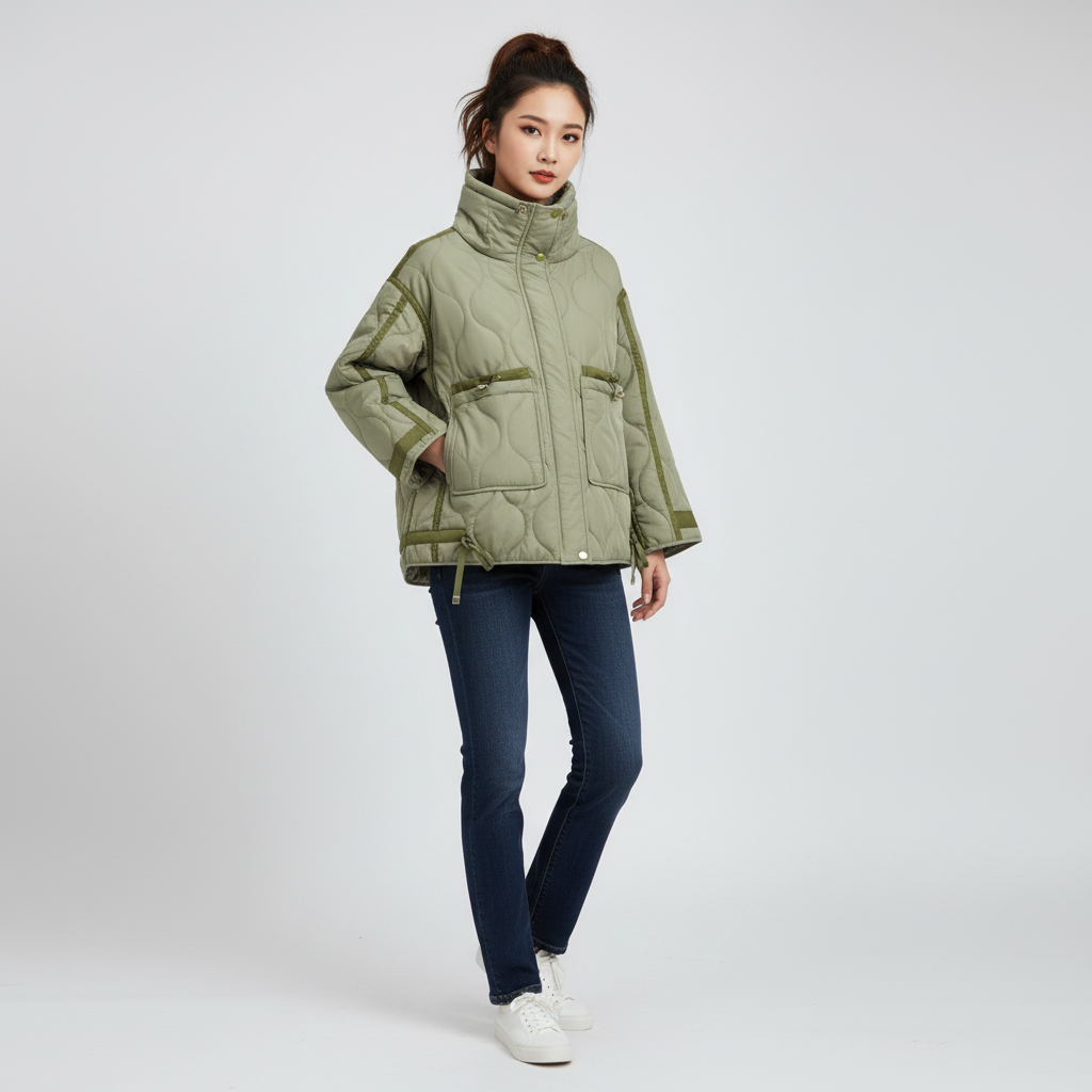 Gewatteerd Dames Jack met Opstaande Kraag