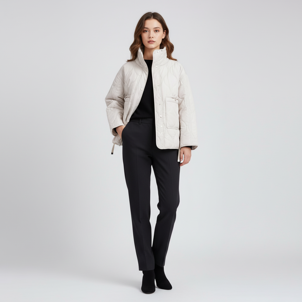 Gewatteerd Dames Jack met Opstaande Kraag