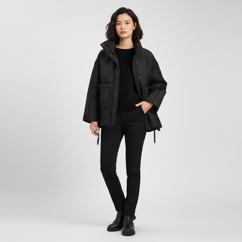 Gewatteerd Dames Jack met Opstaande Kraag