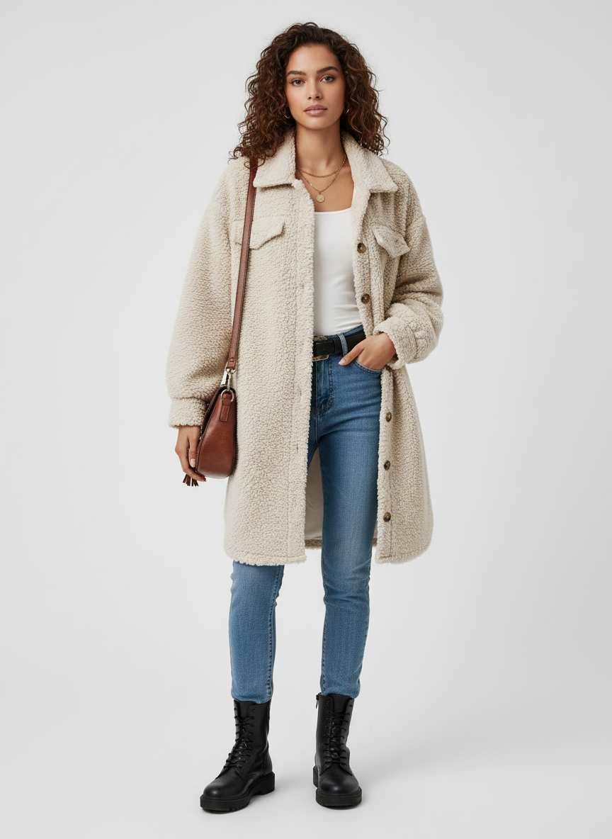 Effen Teddyjas Dames – Warm & Casual