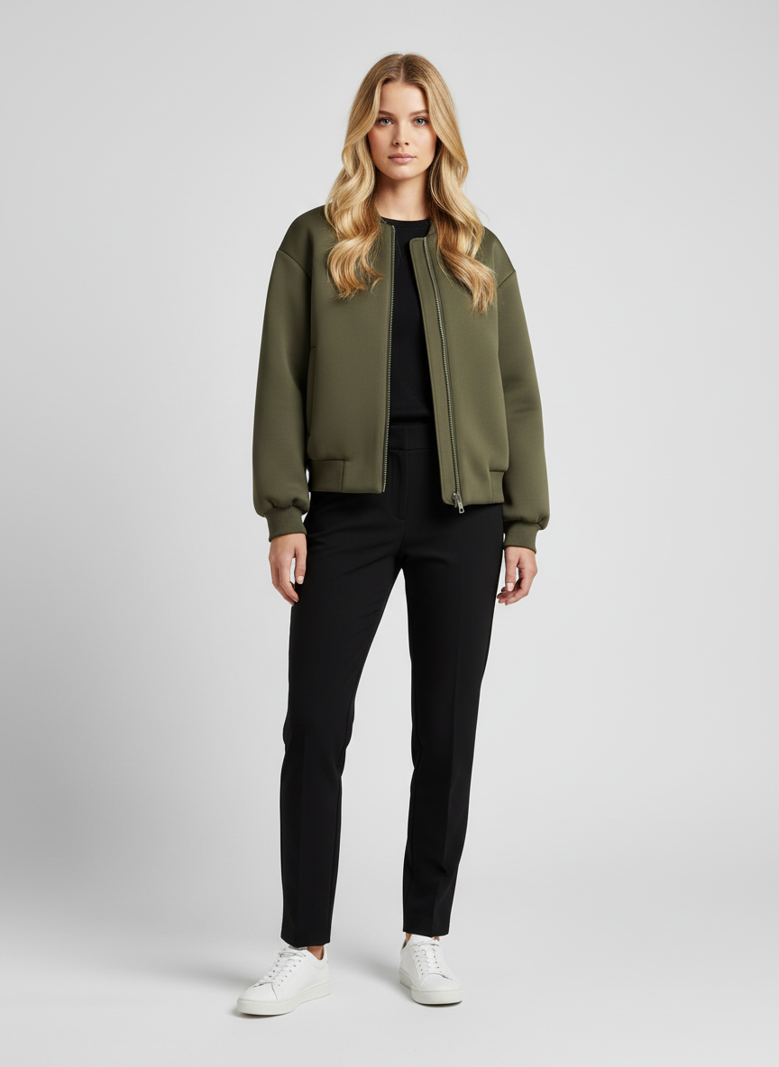 Oversized Bomberjack Dames | Grijs & Olijf