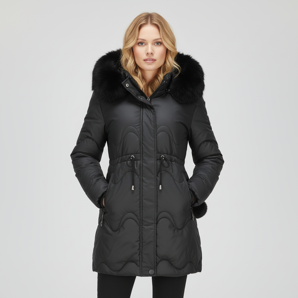 Zwarte Dames Parka Jas met Bontkraag