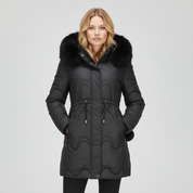 Zwarte Dames Parka Jas met Bontkraag