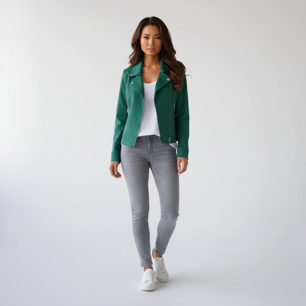 Stijlvolle Dames Leren Jas – Slim Fit Pasvorm met Omslagkraag | Luxe Echt Leer
