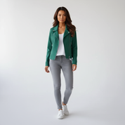 Stijlvolle Dames Leren Jas – Slim Fit Pasvorm met Omslagkraag | Luxe Echt Leer