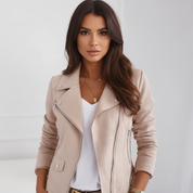 Stijlvolle Dames Leren Jas – Slim Fit Pasvorm met Omslagkraag | Luxe Echt Leer