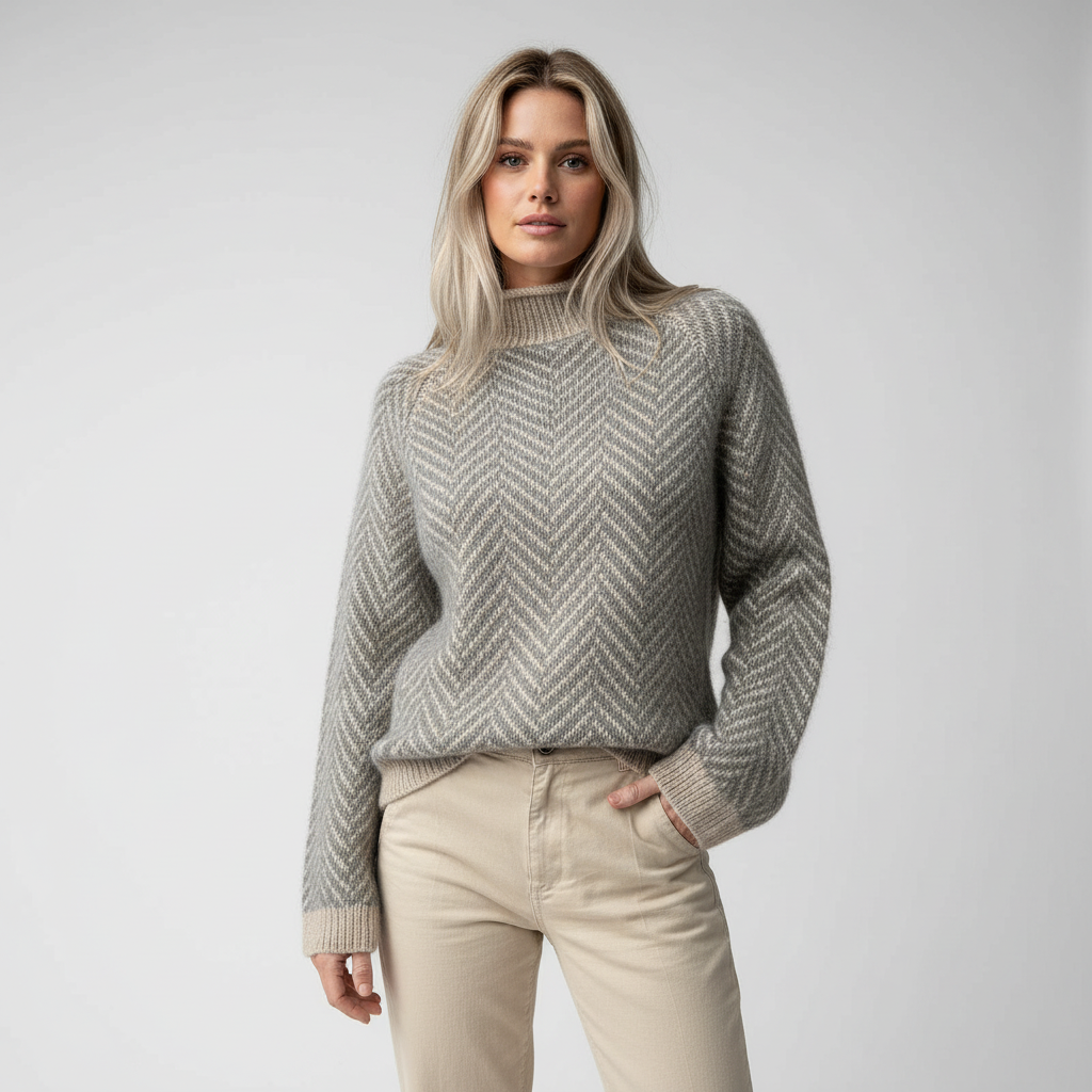 Chunky Gebreide Dames Trui in Grijs