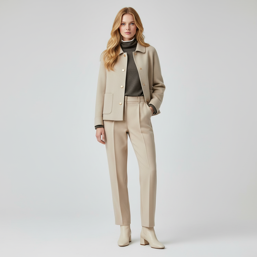 Klassieke Dames Jas | Wolmix | Beige | Casual & Business