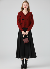 Rode Dames Cardigan met Kersen Print