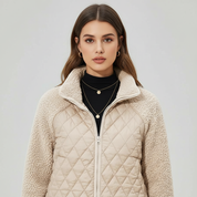 Gewatteerde Dames Jas met Teddy Mouwen