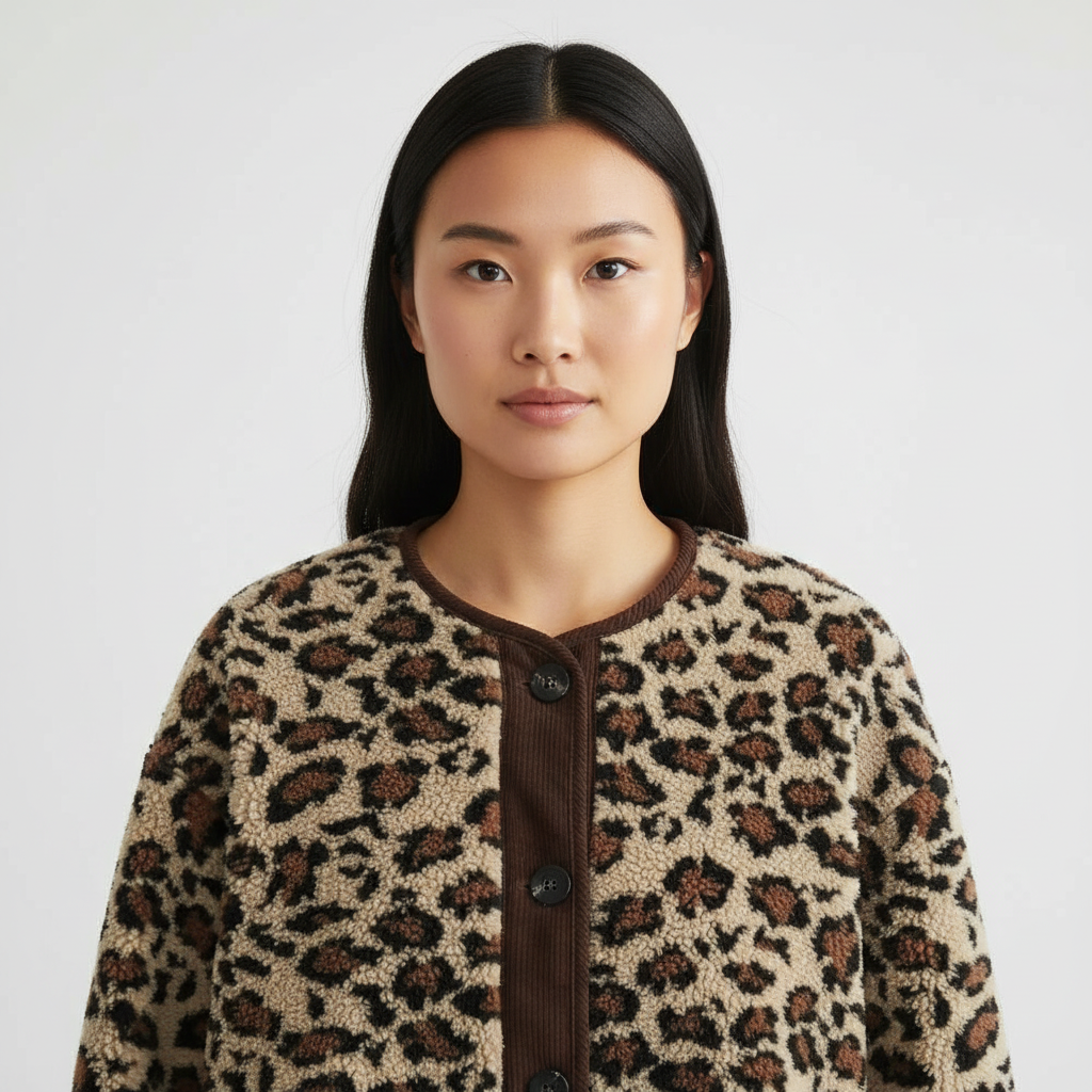 Dames Fleece Jas met Luipaardprint – Zacht, Trendy