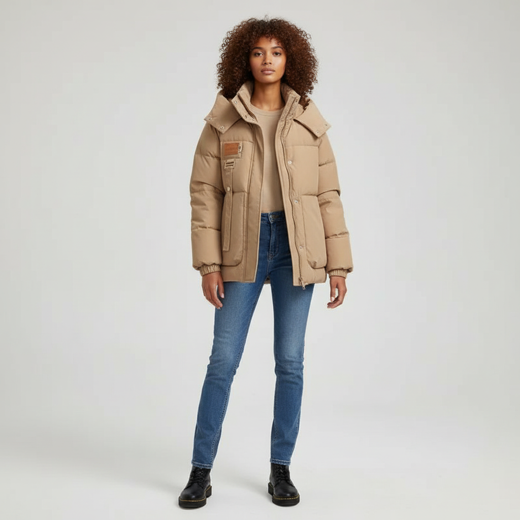 Dames Gewatteerde Waterdichte Winterjas met Capuchon – Warm, Stijlvol & Weerbestendig