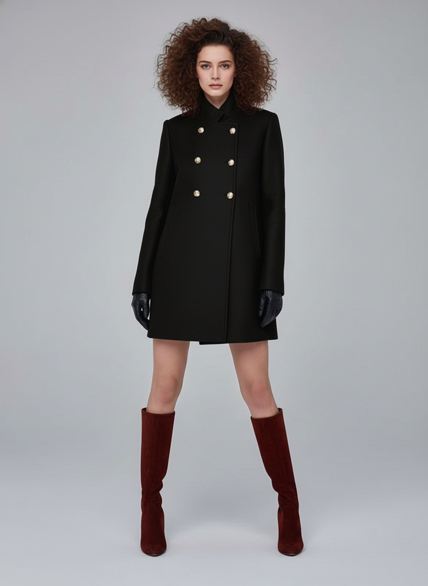 Klassieke Wolmix Jas voor Dames – Elegante Lange Mantel