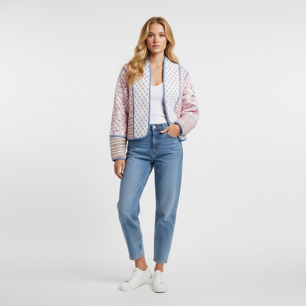 Patchwork Jas voor Dames – Trendy Kleurenmix