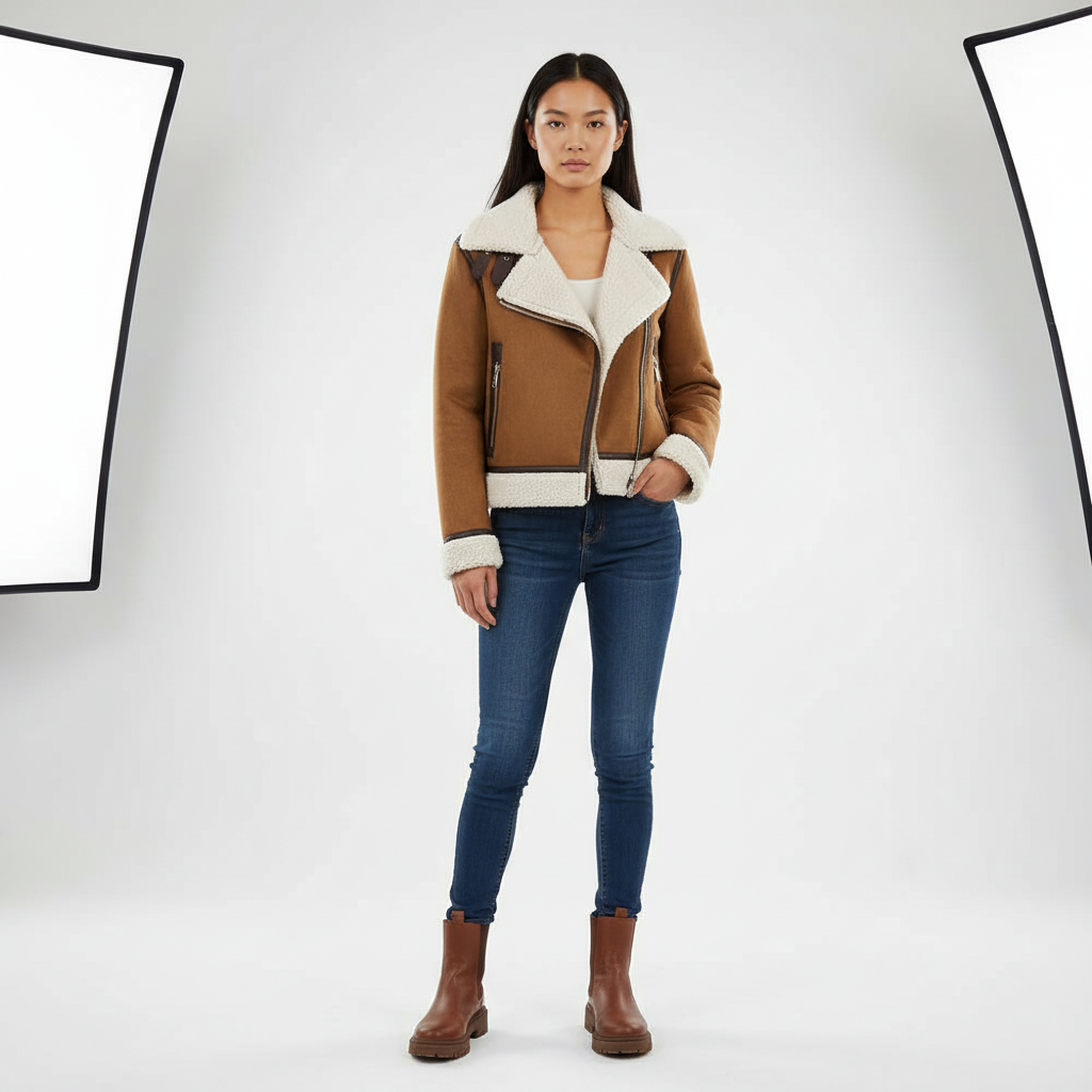 Bruine Suedine Jas voor Dames – Zacht Suède-Look Jack